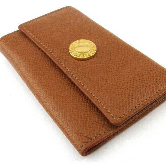 AUTH BVLGARI Key Case Logo button leather - Picture 3 of 8
